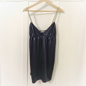 LAUNDRY BY DESIGN EUC Navy Silk Sparkly Mini Dress